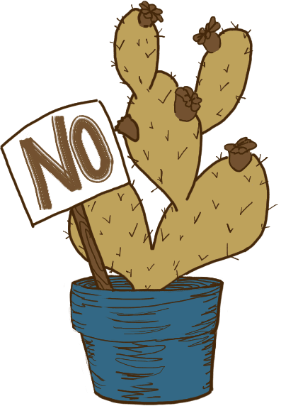 cactus holding a NO sign